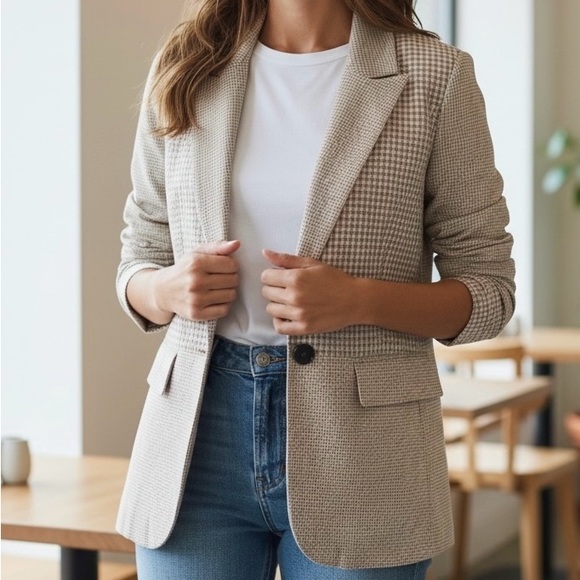 Bagatelle Collection Jackets & Blazers - NWT Bagatelle Women's Oversized Blazer Size Medium Tan Cotton Blend